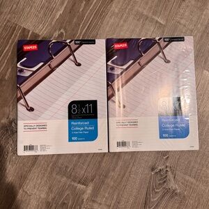 Staples Reinforced College Ruled Filler Paper 2 packs, 100 sheets each